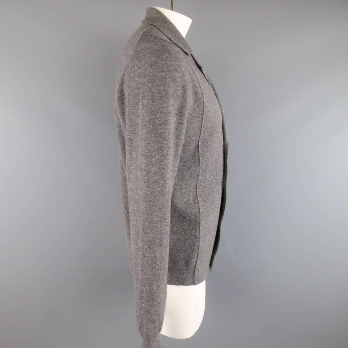 Gray Men's JIL SANDER 42 Heather Grey Wool Blend Knit Double Breasted Cardigan