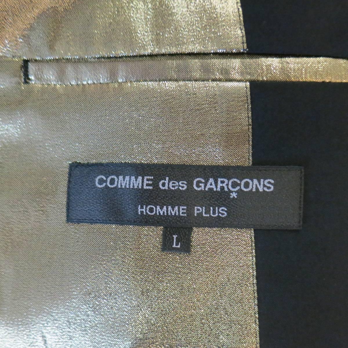 Men's COMME des GARCONS HOMME PLUS 42 Black Wool Gold Interior Boxy Sport Coat 3