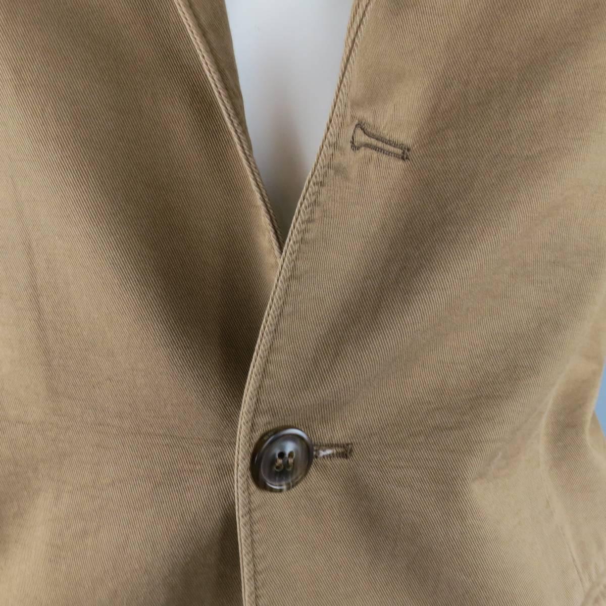 MAISON MARTIN MARGIELA 38 Tan Brown Cotton Chino 32 x 31 Suit In Good Condition In San Francisco, CA