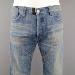 Men's JUNYA WATANABE Levi's 35 Washed Blue Selvedge Denim & Camouflage Jeans