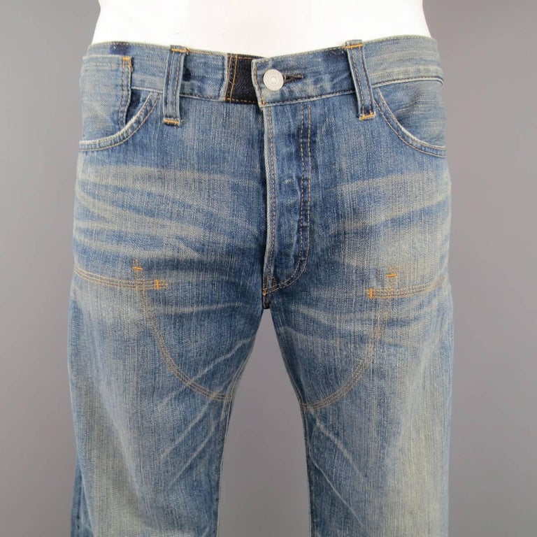 Men's JUNYA WATANABE Levi's 35 Washed Blue Selvedge Denim and ...