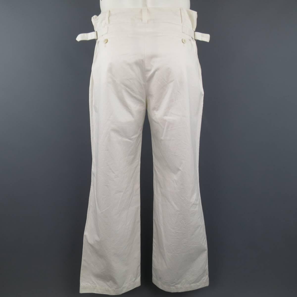 JUNYA WATANABE Size L White Cotton Wide Leg Cargo Pants In Good Condition In San Francisco, CA