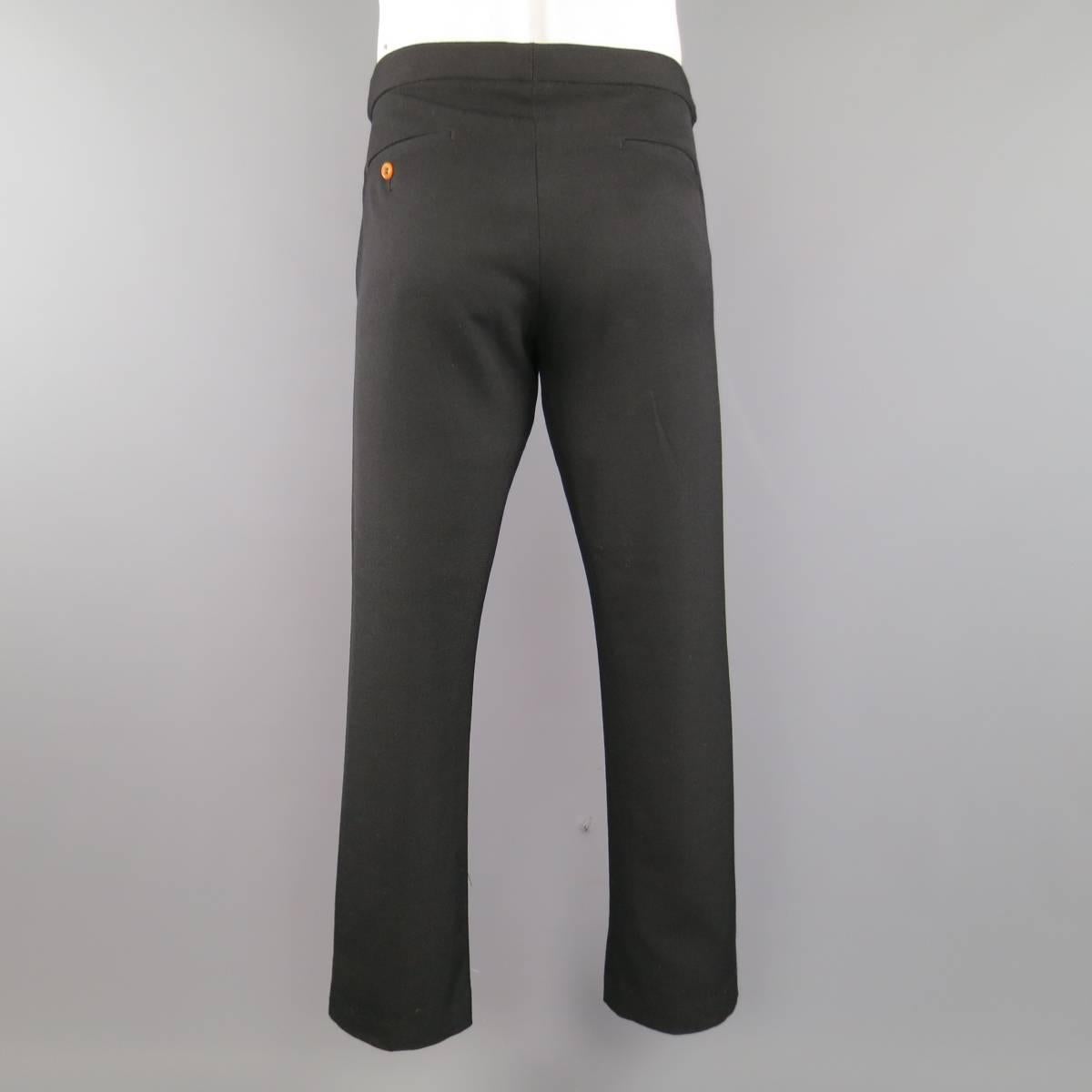 Men's COMME des GARCONS Size 36 Black Wool Frayed Seam Dress Pants 2