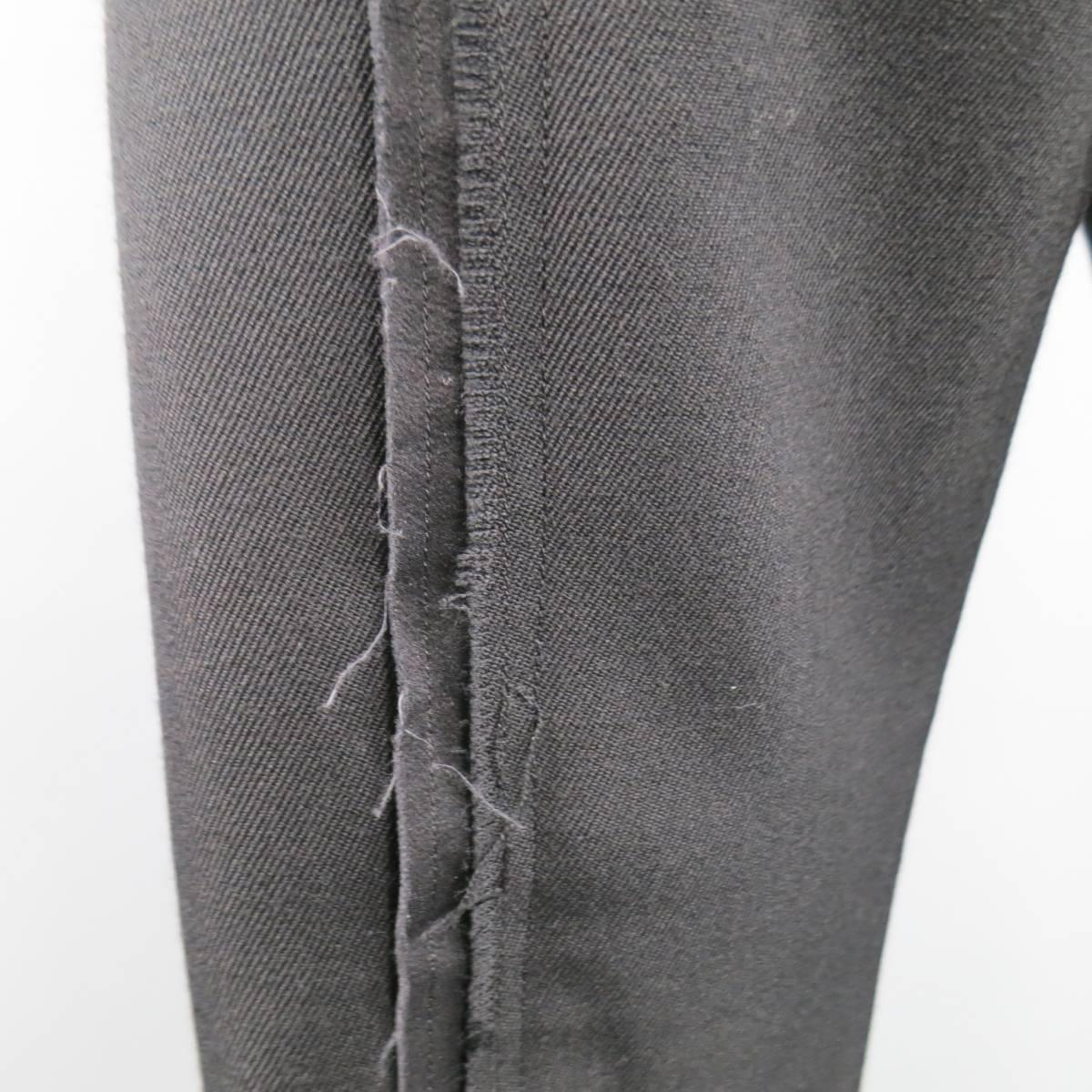 Men's COMME des GARCONS Size 36 Black Wool Frayed Seam Dress Pants In Excellent Condition In San Francisco, CA