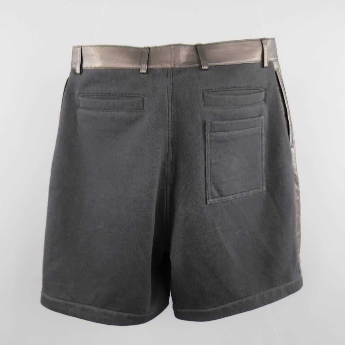 Gray Men's GIVENCHY Size 30 Pleated Leather Knit Back Bermuda Shorts