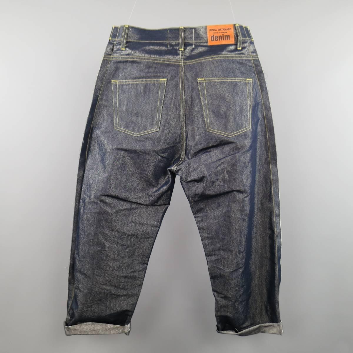 Women's or Men's Junya Watanabe Indigo Metallic Cotton Blend Reverse Seam Jeans