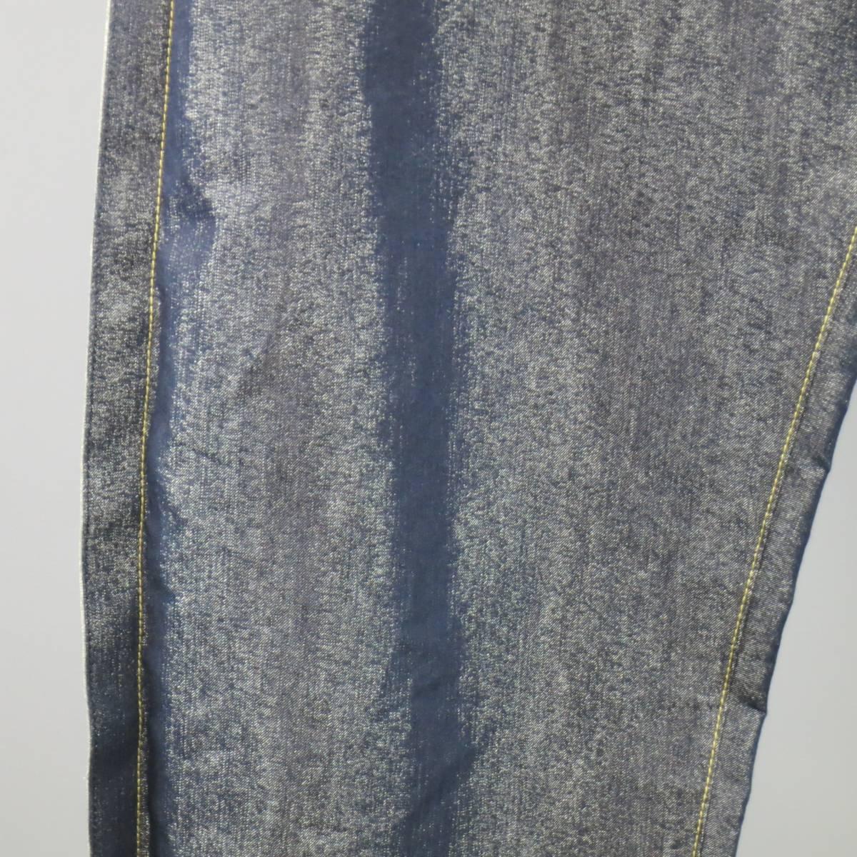 Black Junya Watanabe Indigo Metallic Cotton Blend Reverse Seam Jeans