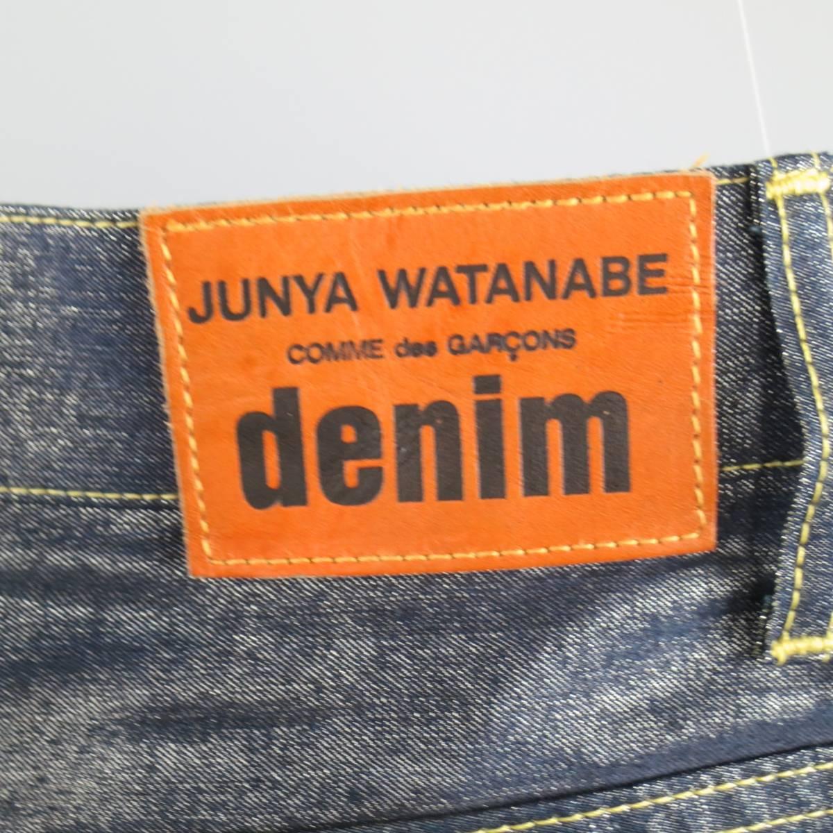 Junya Watanabe Indigo Metallic Cotton Blend Reverse Seam Jeans 3