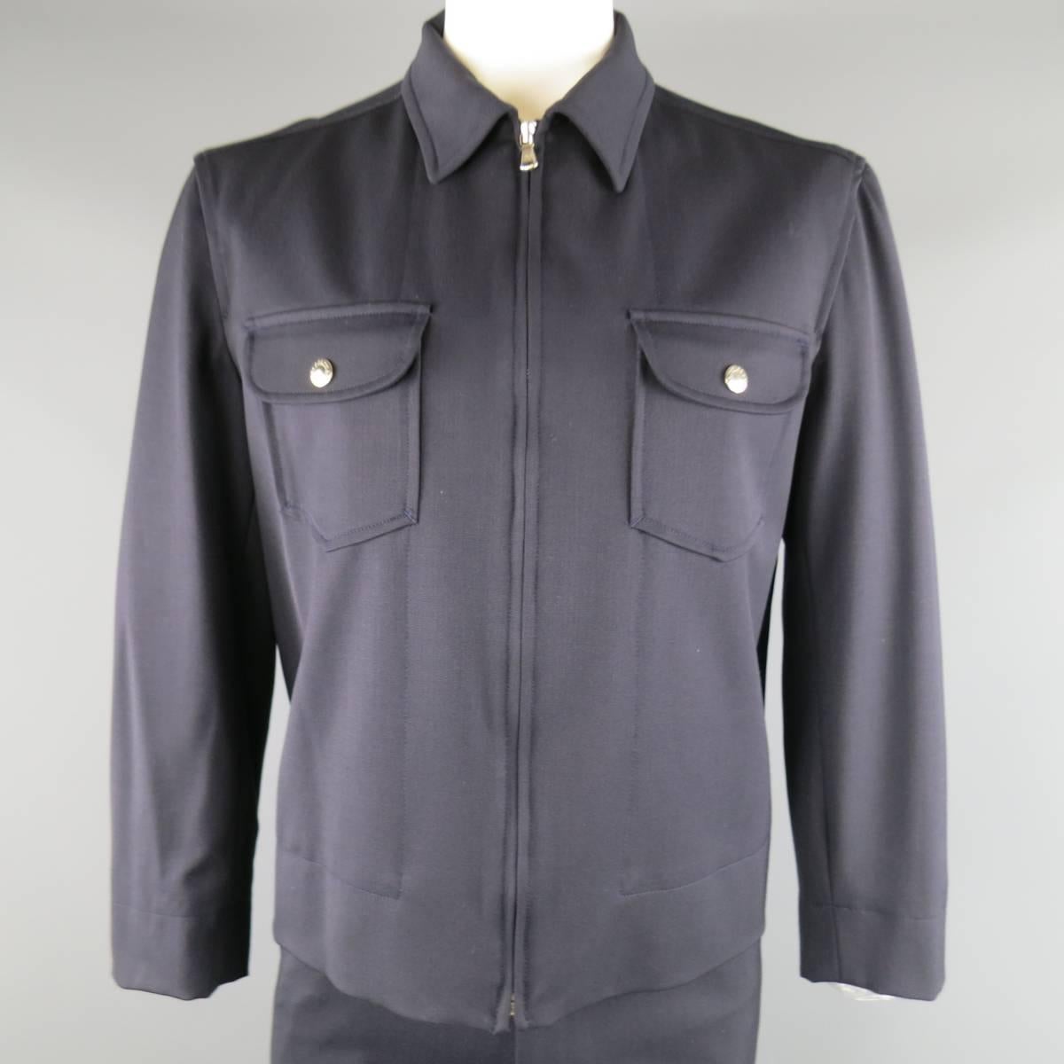 Black Men's DOLCE & GABBANA Navy Wool Blend Workwear Inspired Suit