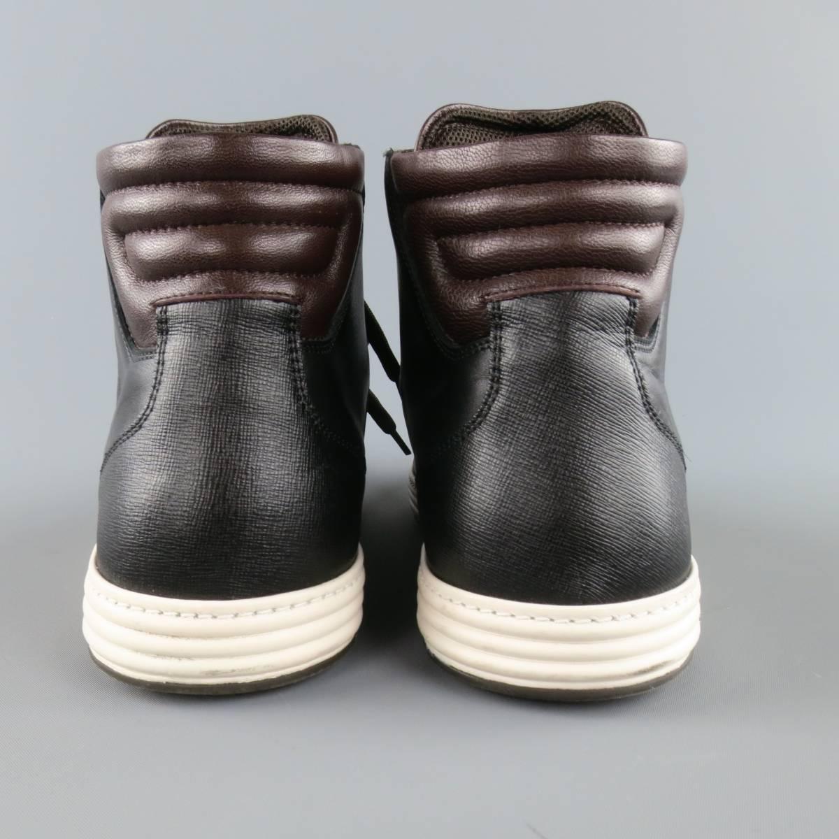Men's SALVATORE FERRAGAMO Size 9.5 Brown Mixed Materials Velvet Sneakers 1