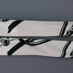 Vintage HERMES White Black & Gold Silk Ornate Print Braces Suspenders