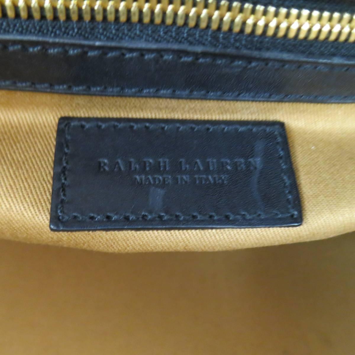 RALPH LAUREN Black Navy & Green Tartan Plaid Leather Cooper Bag 2