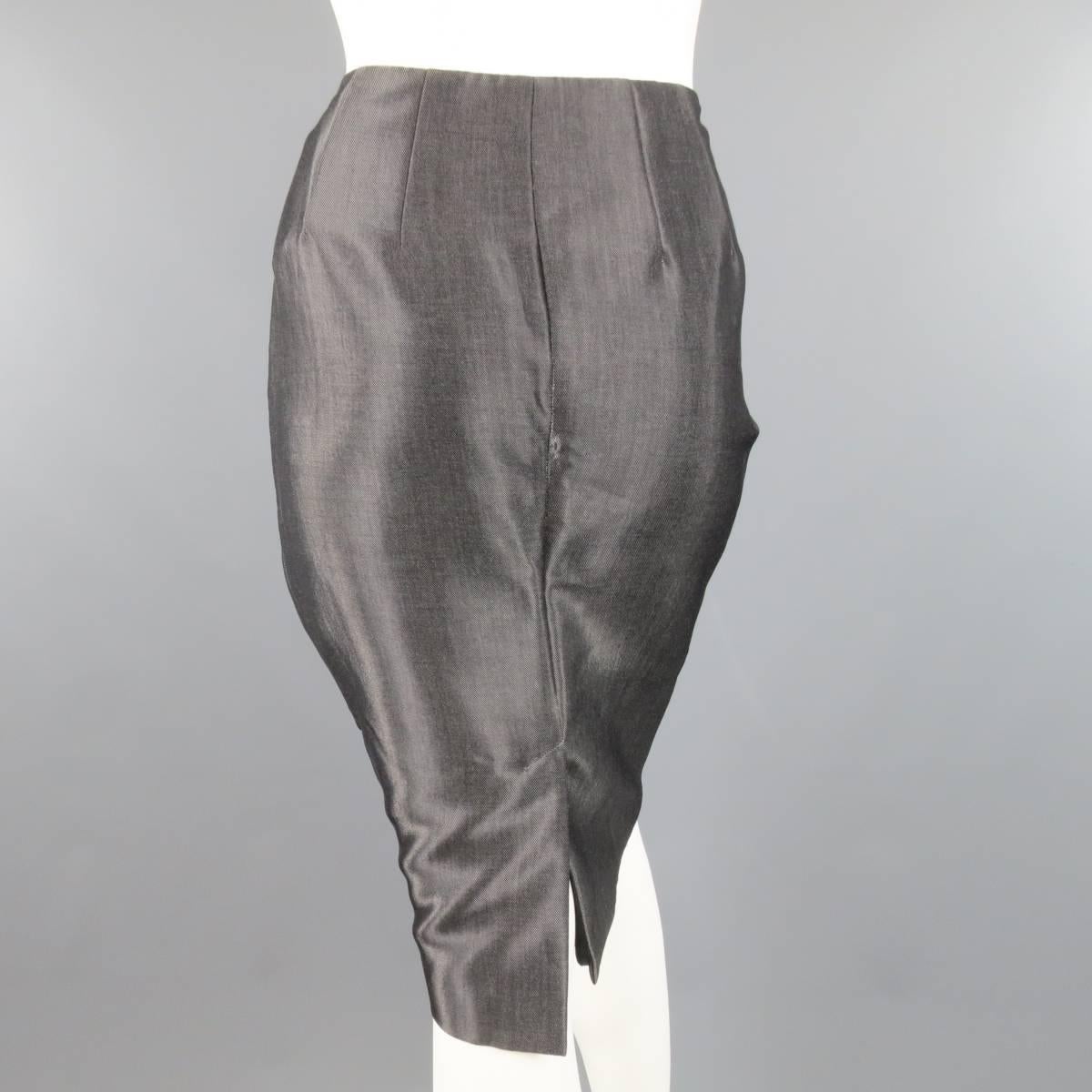 RALPH LAUREN COLLECTION Pencil Skirt Size 4 Metallic Grey Wool Blend In Good Condition In San Francisco, CA