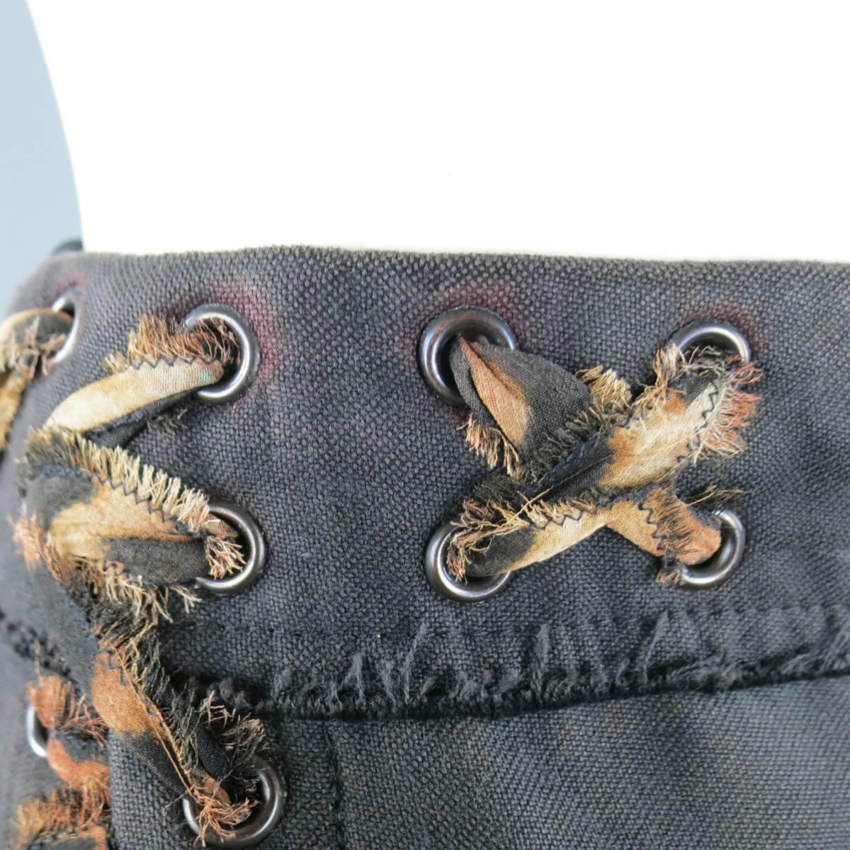 Black YVES SAINT LAURENT by TOM FORD Size 4 Dark Taupe Leopard Lace Up 2002 Skirt