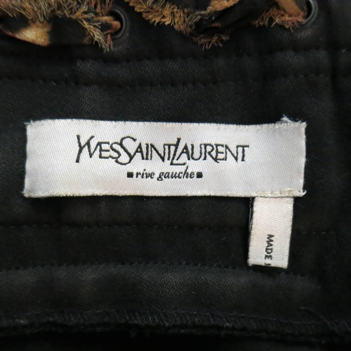 YVES SAINT LAURENT by TOM FORD Size 4 Dark Taupe Leopard Lace Up 2002 Skirt 5