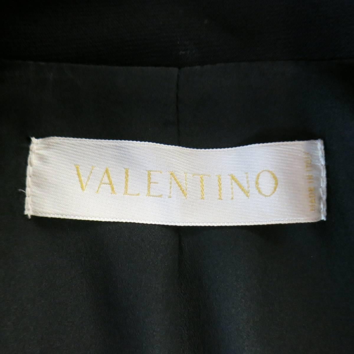 VALENTINO Size 8 Black Wool & Draped Ruffle Lace Wrap Jacket 4