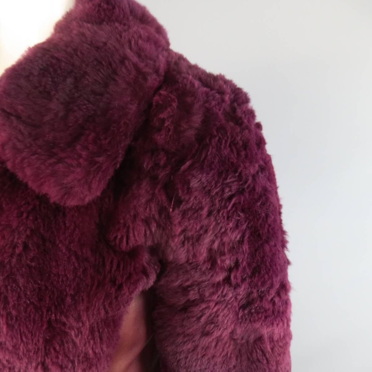 Pink D&G by DOLCE & GABBANA Size 6 Magenta Purple Leather & Rabbit Fur Bomber Jacket