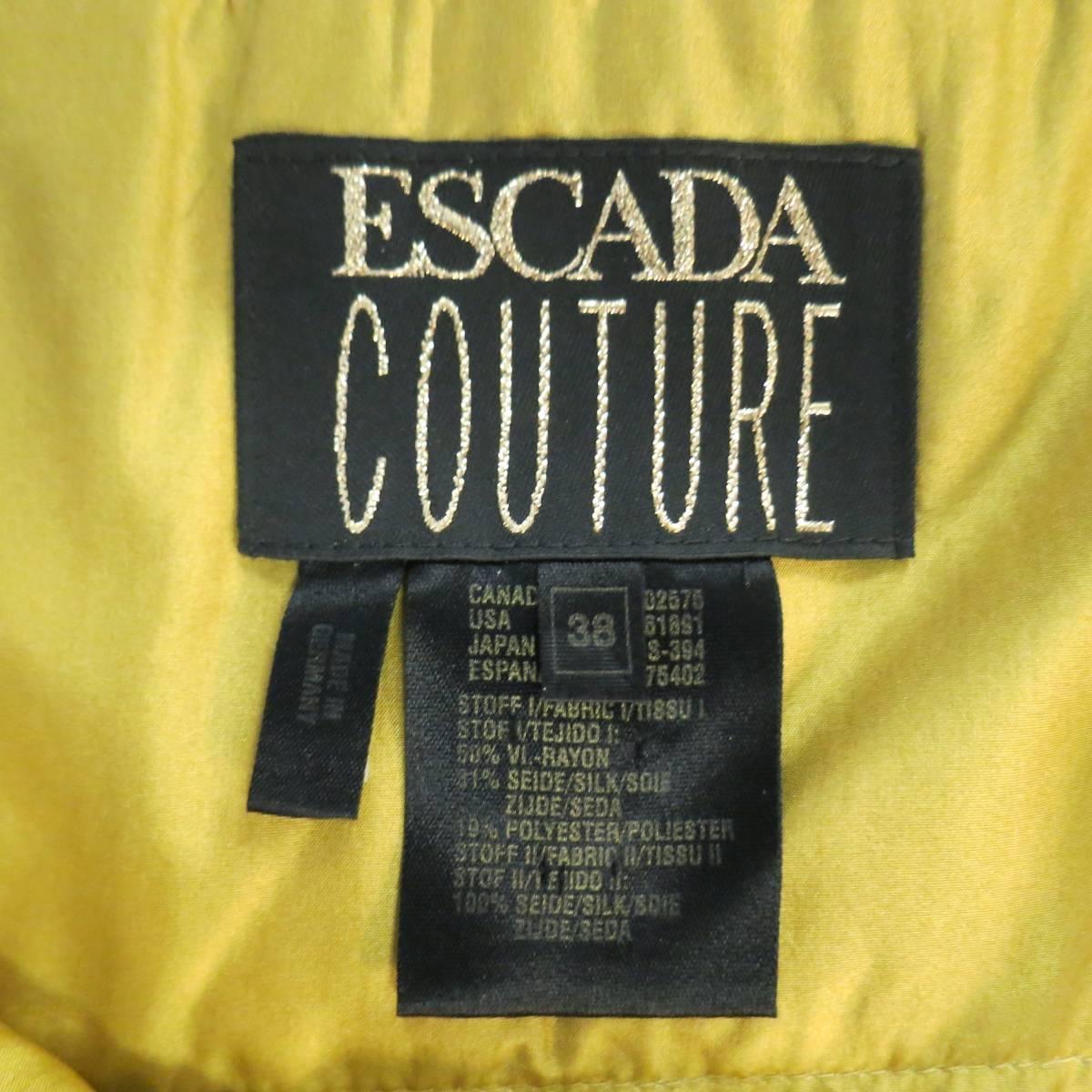 ESCADA COUTURE Size 10 Metallic Gold Brocade Sequin Bust Cocktail Dress 2