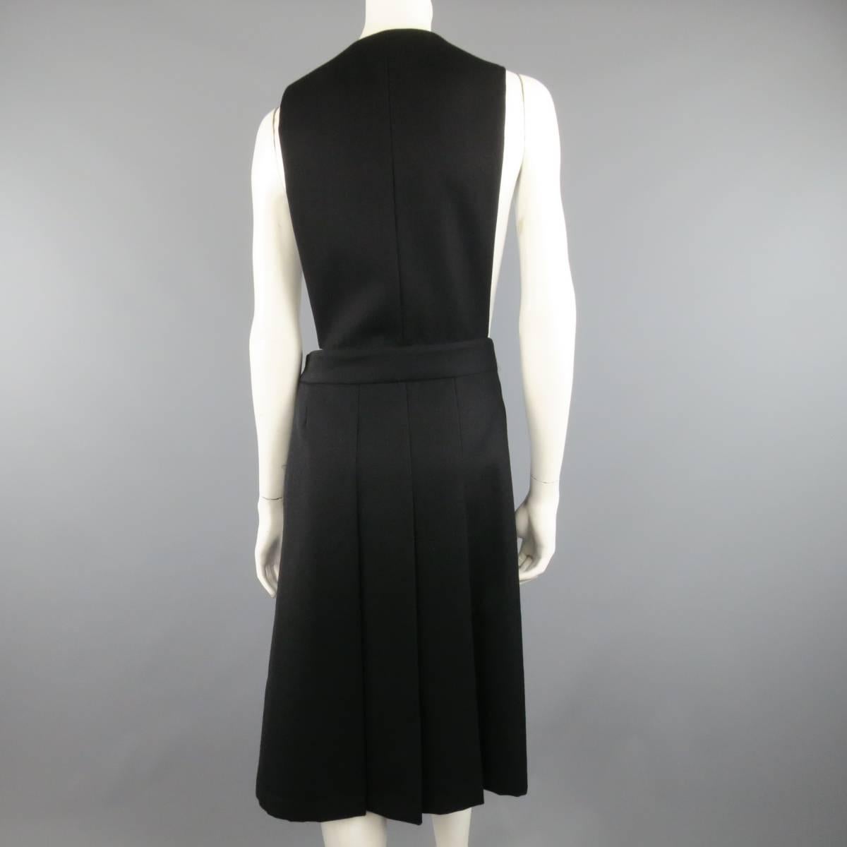 Comme des Garcons Black Wool Box Pleated Skirt Dress 1