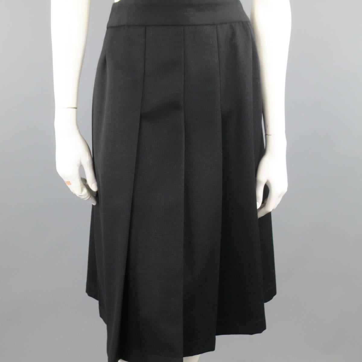 Comme des Garcons Black Wool Box Pleated Skirt Dress In Excellent Condition In San Francisco, CA