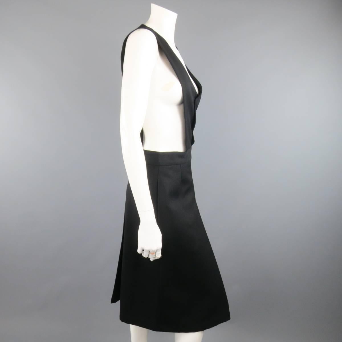 Women's Comme des Garcons Black Wool Box Pleated Skirt Dress