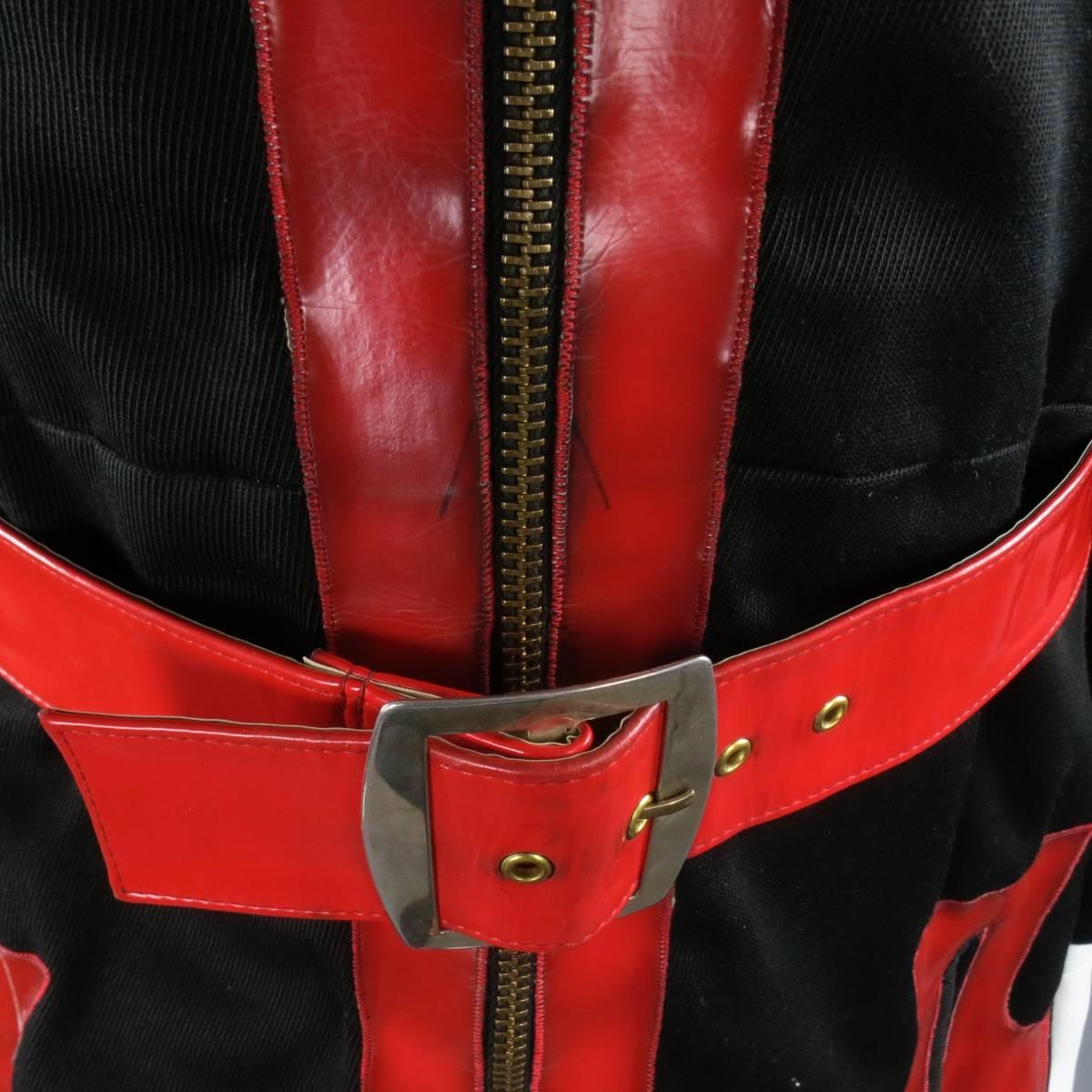 Vintage 1970s OSCAR DE LA RENTA Size S Black Red Patent Leather Trim Coat 3