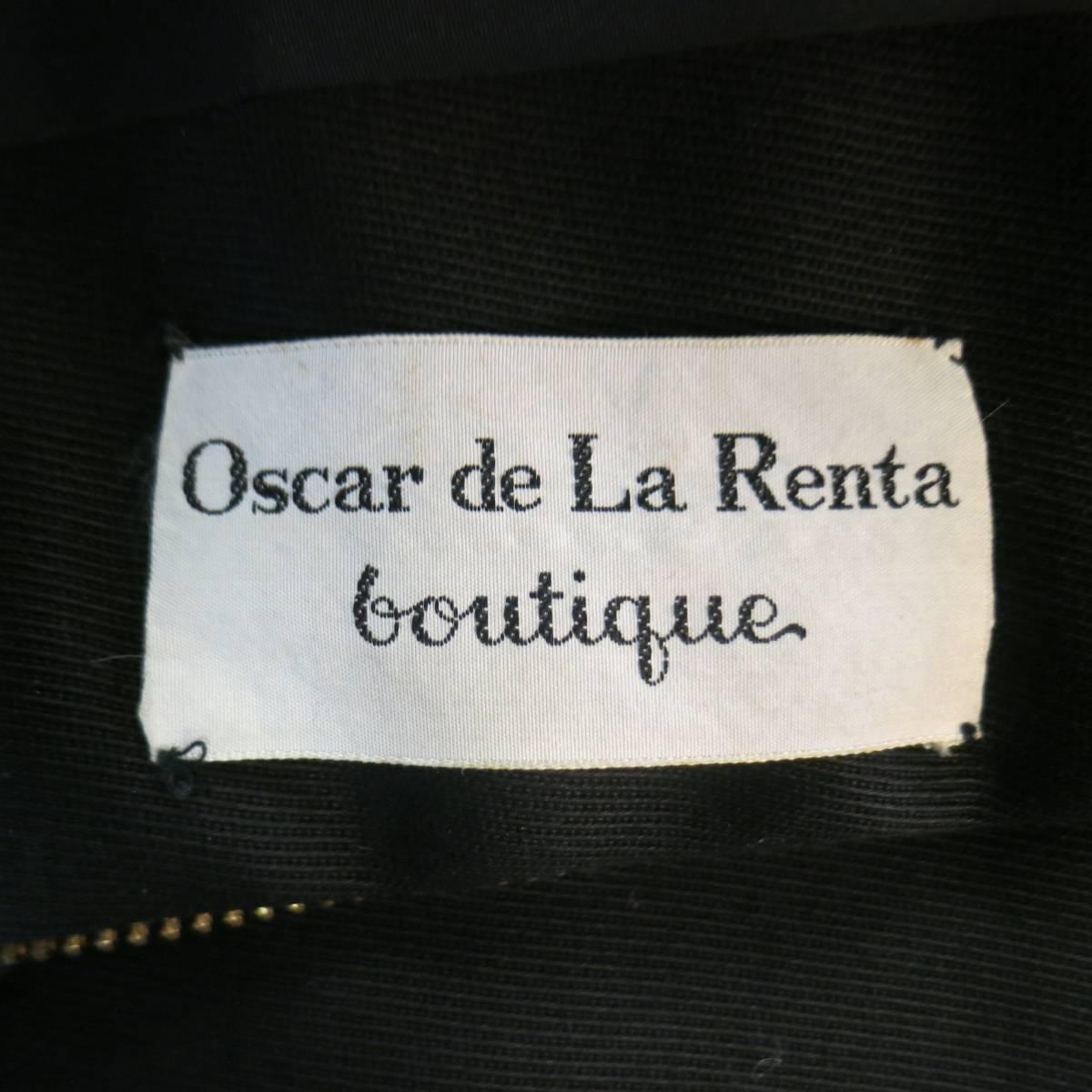 Vintage 1970s OSCAR DE LA RENTA Size S Black Red Patent Leather Trim Coat 7