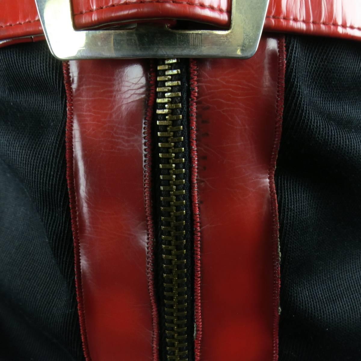 Vintage 1970s OSCAR DE LA RENTA Size S Black Red Patent Leather Trim Coat 2
