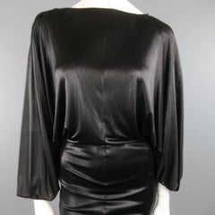 MAISON MARTIN MARGIELA S Black Lame' Draped Batwing Sleeve Dress