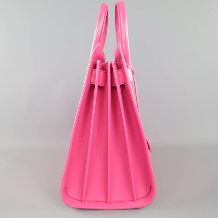 SAINT LAURENT Pink Leather Small Sac Du Jour Handbag For Sale at 1stdibs