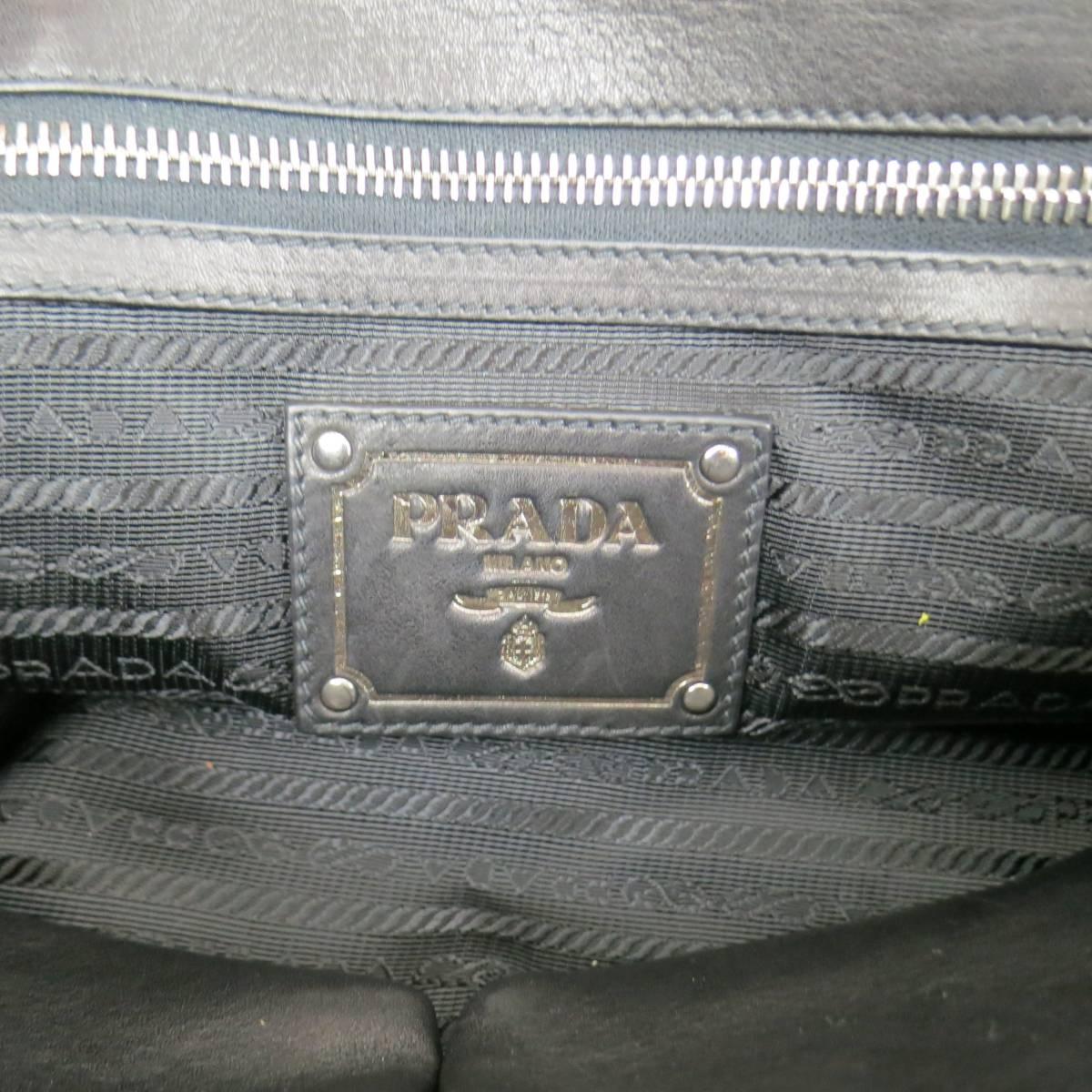 PRADA Black Leather Snap Zipper Shoulder Handbag 6