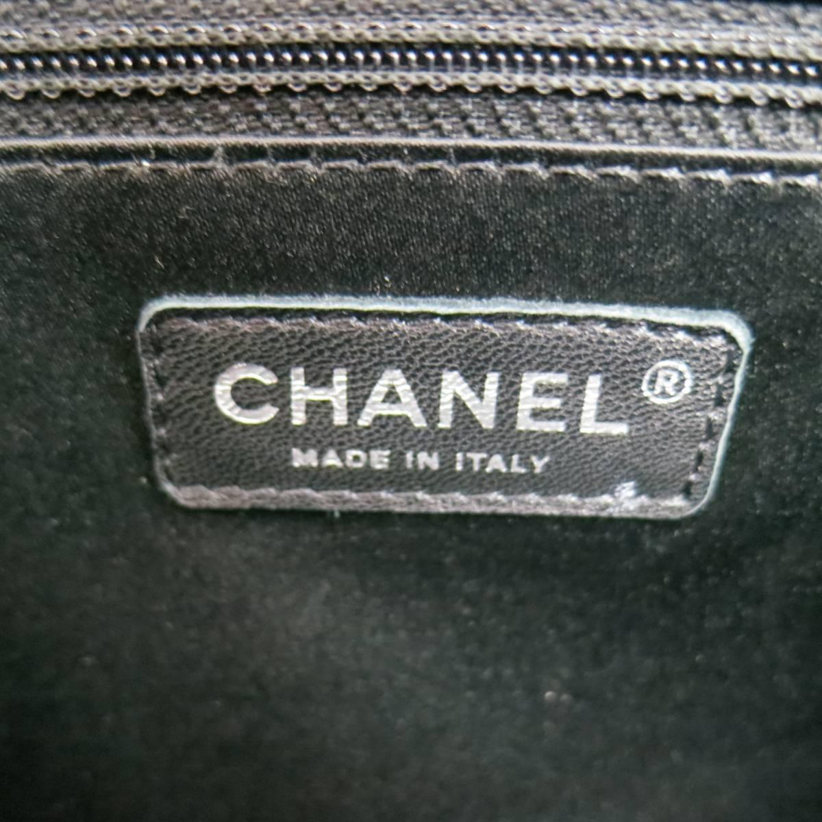 CHANEL Black Quilted Caviar Leather Silver Chain GRAND SHOPPER Tote Handbag 2