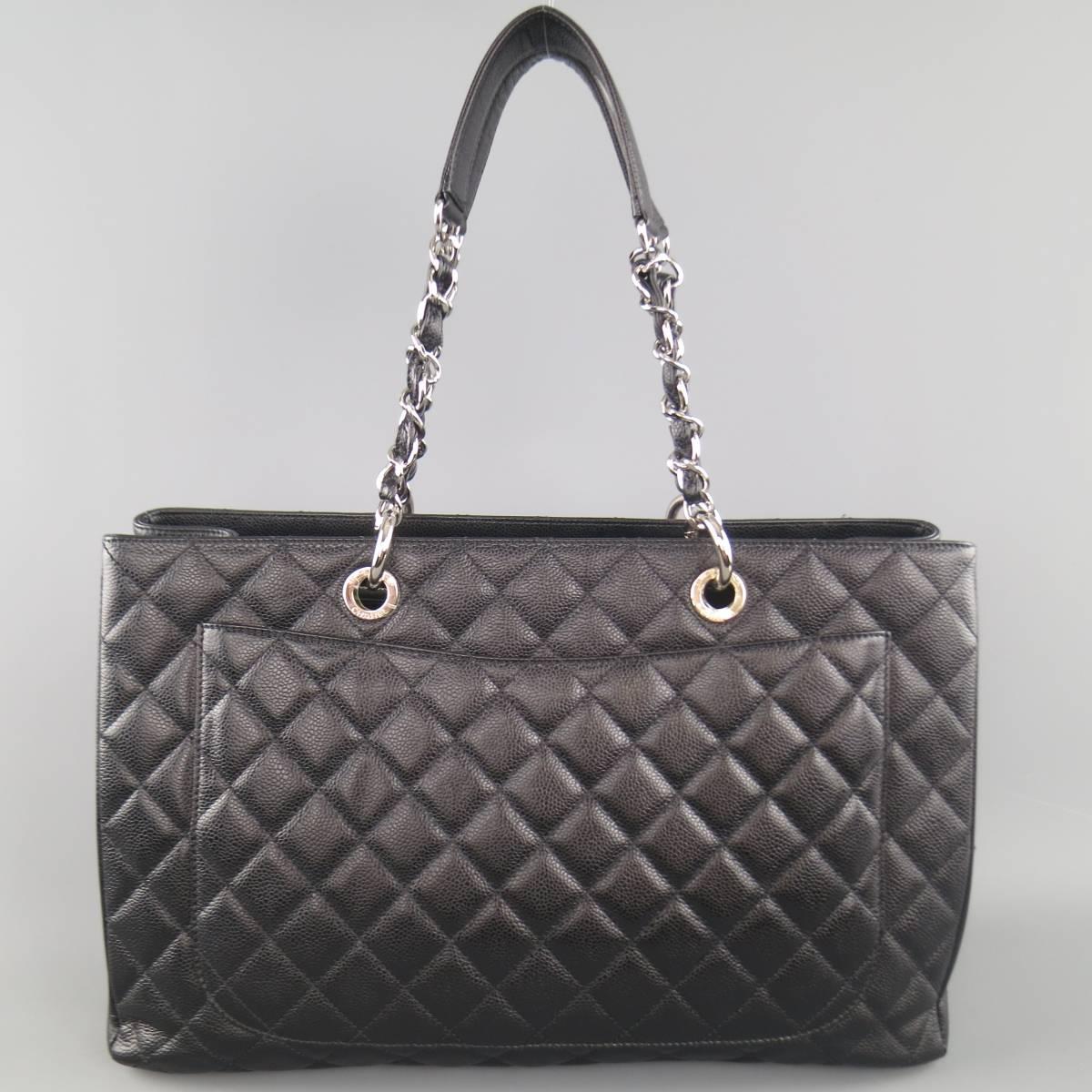 chanel black quilted bag silver chain