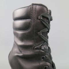 TOD'S Size 7 Midnight Navy Leather Lace Up Platform Boots