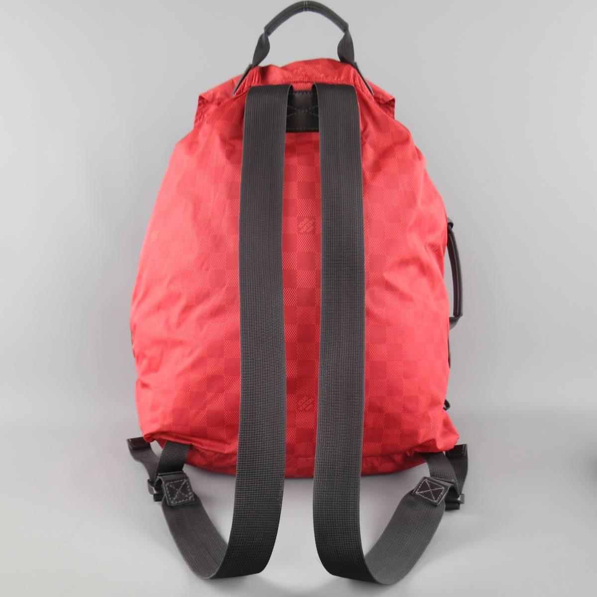 LOUIS VUITTON Cup 2012 Brick Red Damier Print Nylon Backpack In Good Condition In San Francisco, CA