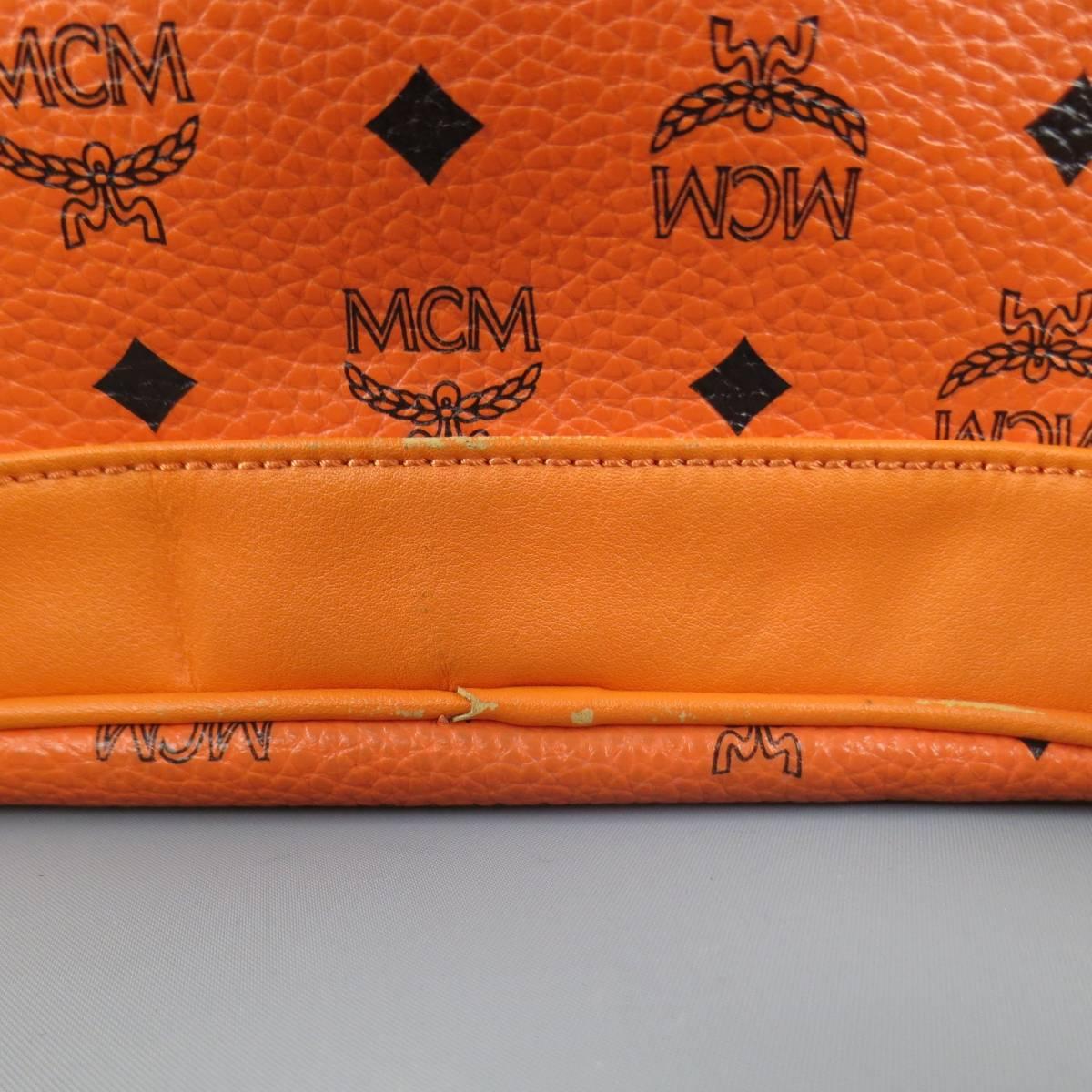 MCM Orange Monogram Coated Canvas Studded Backpack 2