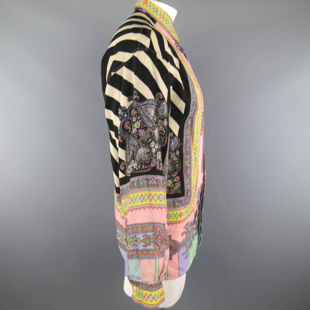 VERSUS by GIANNI VERSACE Multi-Color Pastel Paisley Print Wool Long Sleeve Shirt 1