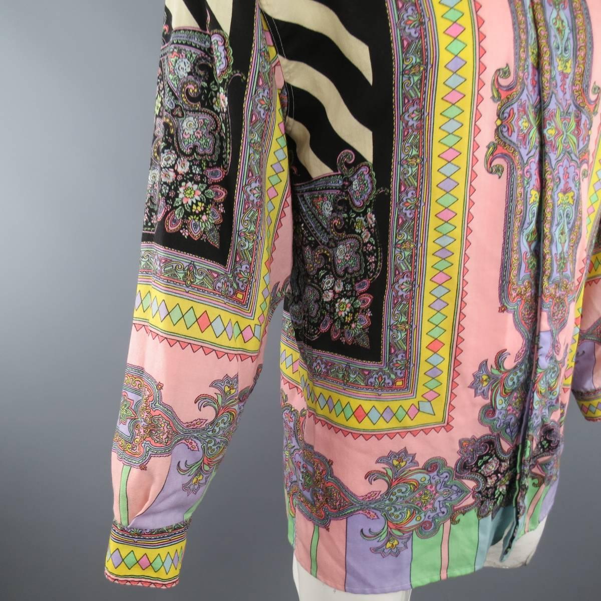 Women's or Men's VERSUS by GIANNI VERSACE Multi-Color Pastel Paisley Print Wool Long Sleeve Shirt