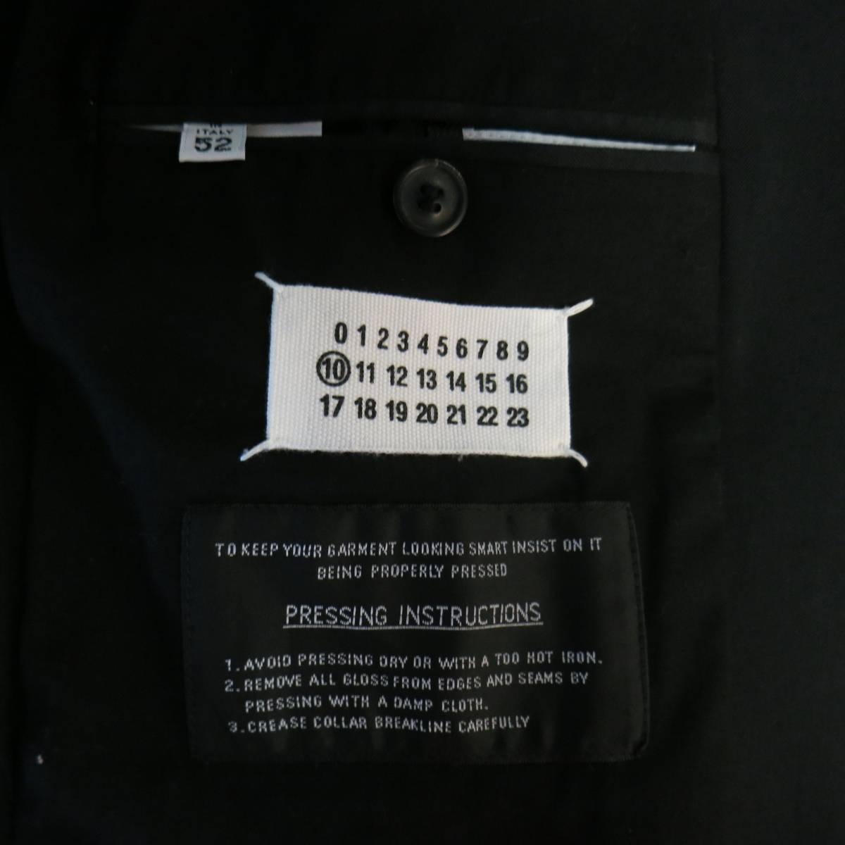 MAISON MARTIN MARGIELA 42 Black Cotton Blend Faux Button Sport Coat 3