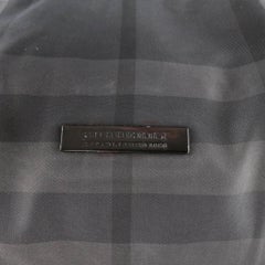 BURBERRY Black & Grey Plaid Nylon & Leather Large Duffle Bag