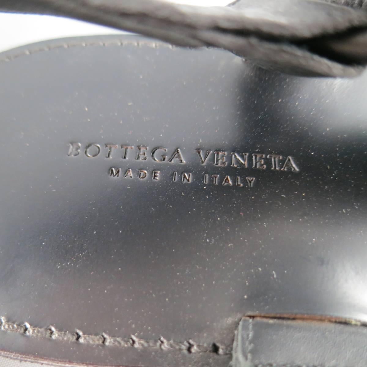Men's BOTTEGA VENETA Size 9 Black Textured Leather Ankle Strap Sandals 1