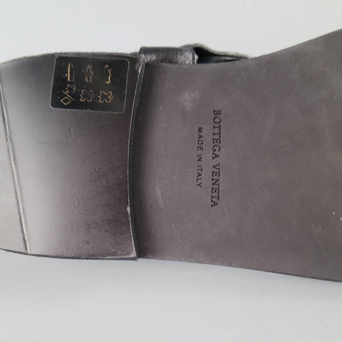 Men's BOTTEGA VENETA Size 9 Black Textured Leather Ankle Strap Sandals 2