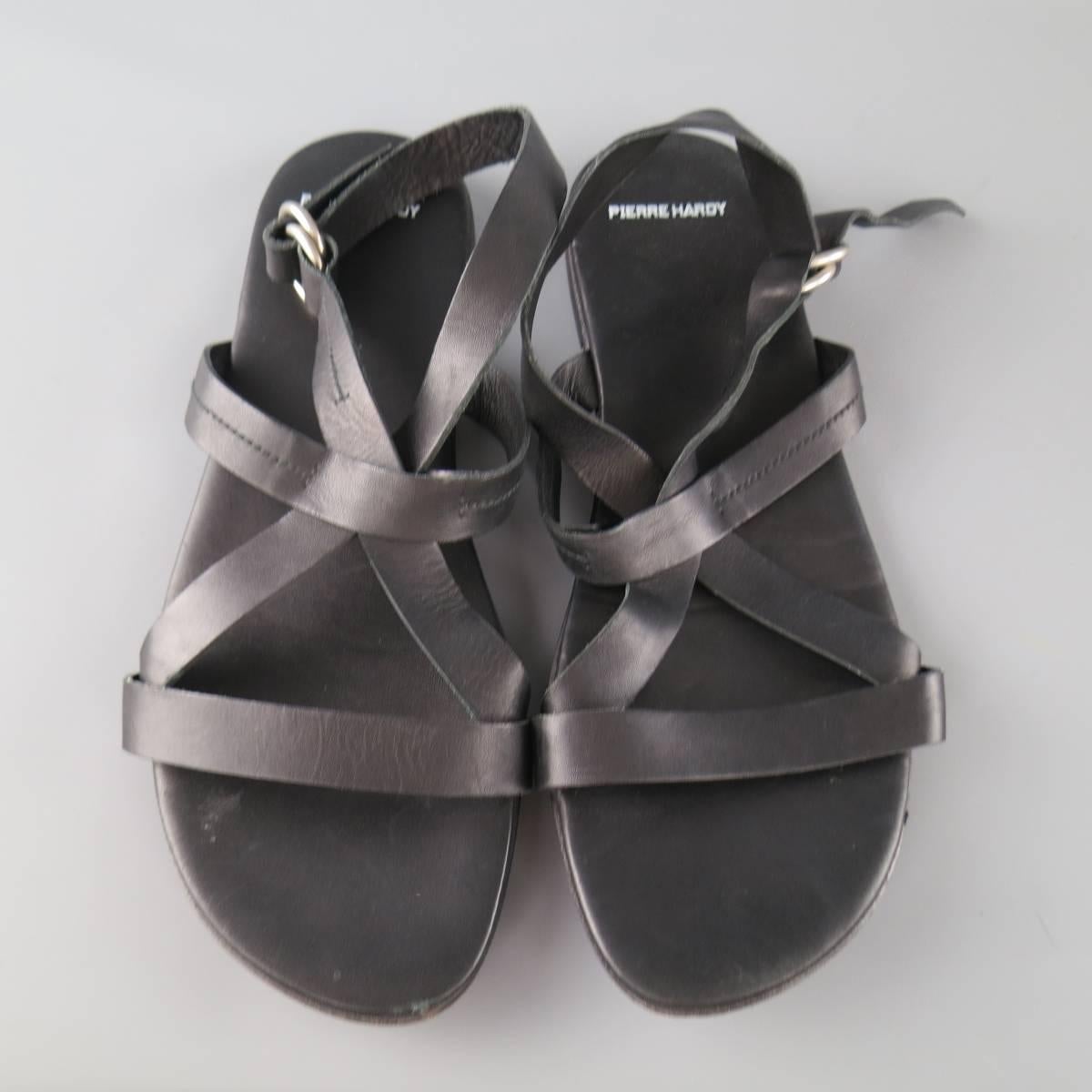 mens leather cross strap sandals