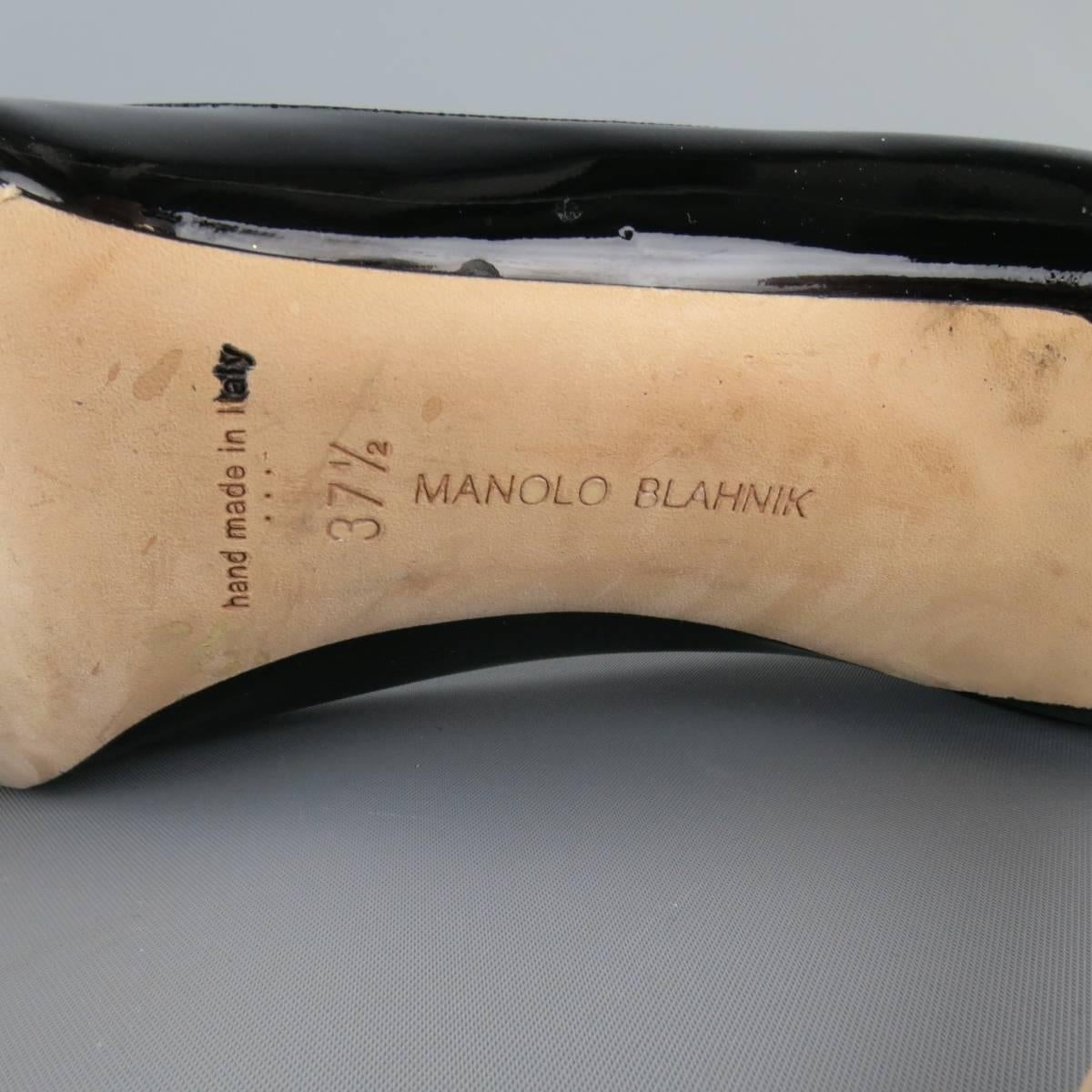 MANOLO BLAHNIK Size 7.5 Black Patent Leather Classic Pointed Toe Stiletto Pumps 2