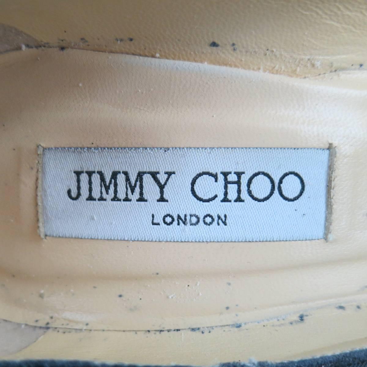 JIMMY CHOO Size 7.5 Black Mesh & Glitter Platform Pumps 3