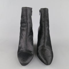 VINCE Size 8 Black Pony Hair & Leather Wedge LANIE Ankle Boots