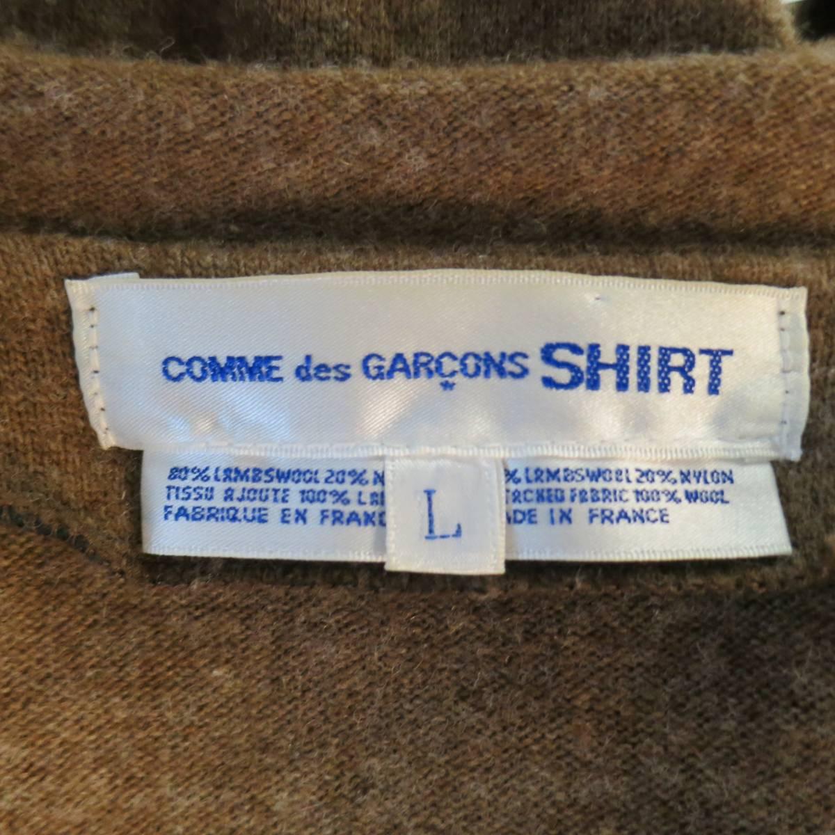Men's COMME des GARCONS Size L Brown & Charcoal Knit Cardigan Sleeve Shirt 5