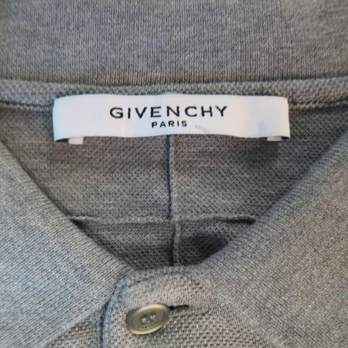 Men's GIVENCHY Size XL Gray Black & Orange Paisley Stripe Pique POLO 1
