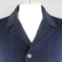 Men's PRINGLE M Navy Textured Cotton Blend Button Up Jacket