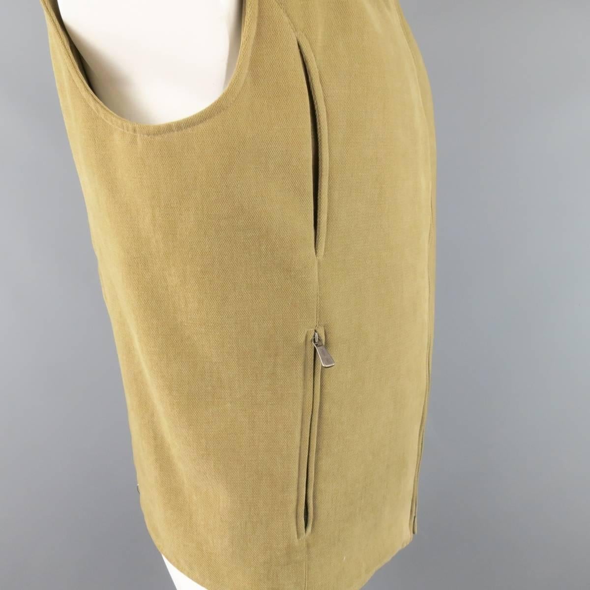 Men's LORO PIANA XL Tan Beige Cotton Storm System Rain Protection Vest
